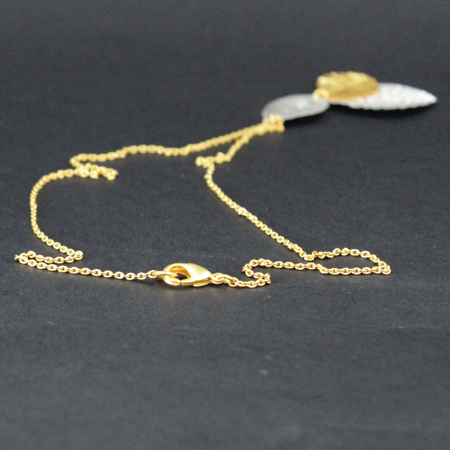 Collar HOJAS bañado en oro y plata-3