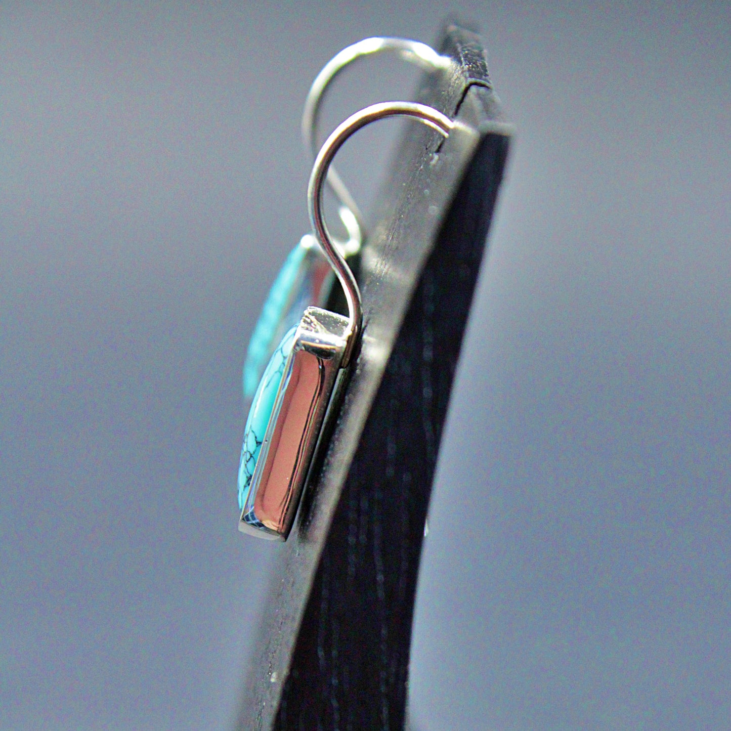 Pendientes TURQUOISE de diseño bañados en plata-4