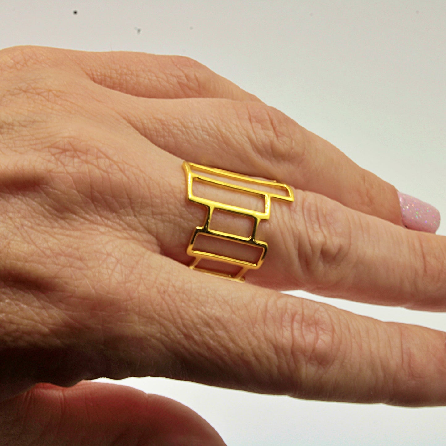 Anillo CHICAGO chapado en oro-3