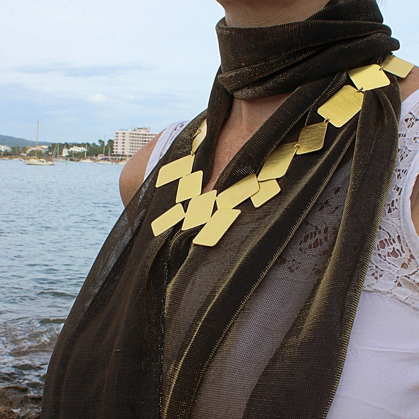 Collar MONDRIAN bañado en oro-4