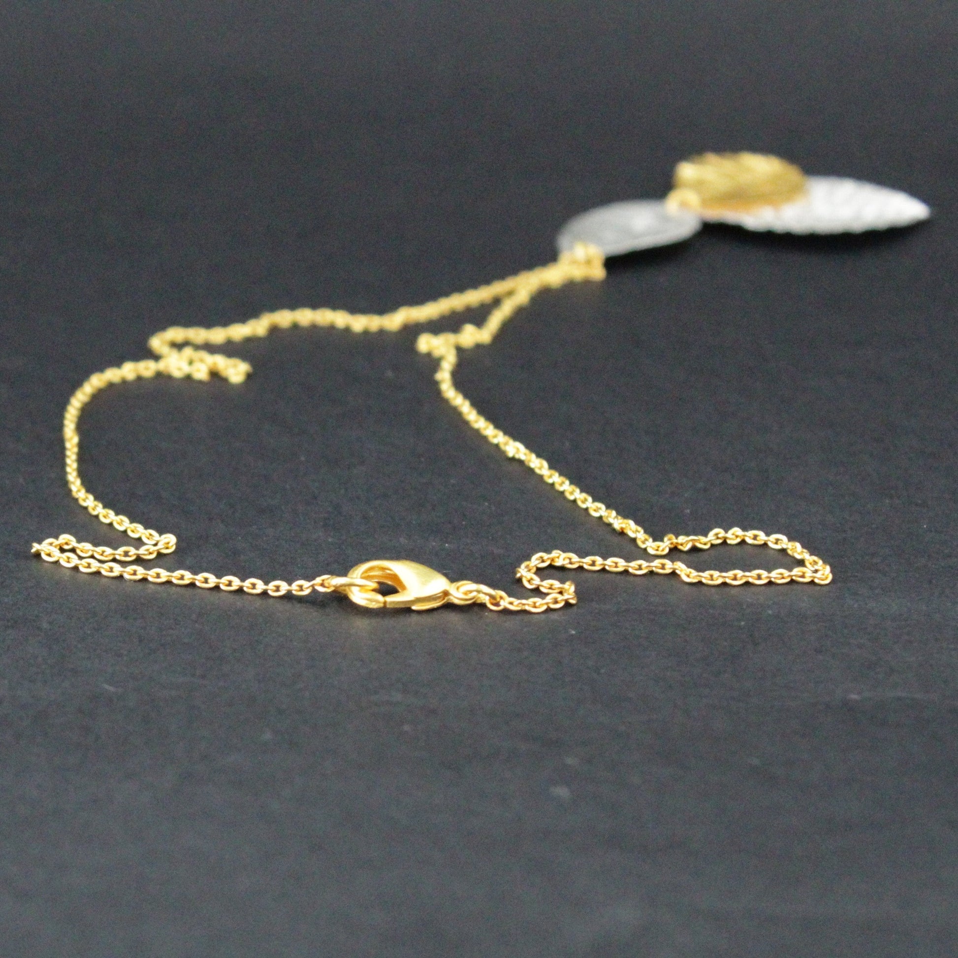 Collar HOJAS bañado en oro y plata-3