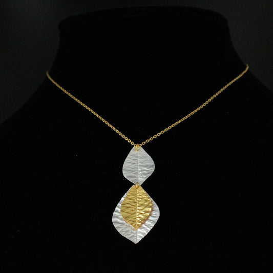 Collar HOJAS bañado en oro y plata-0