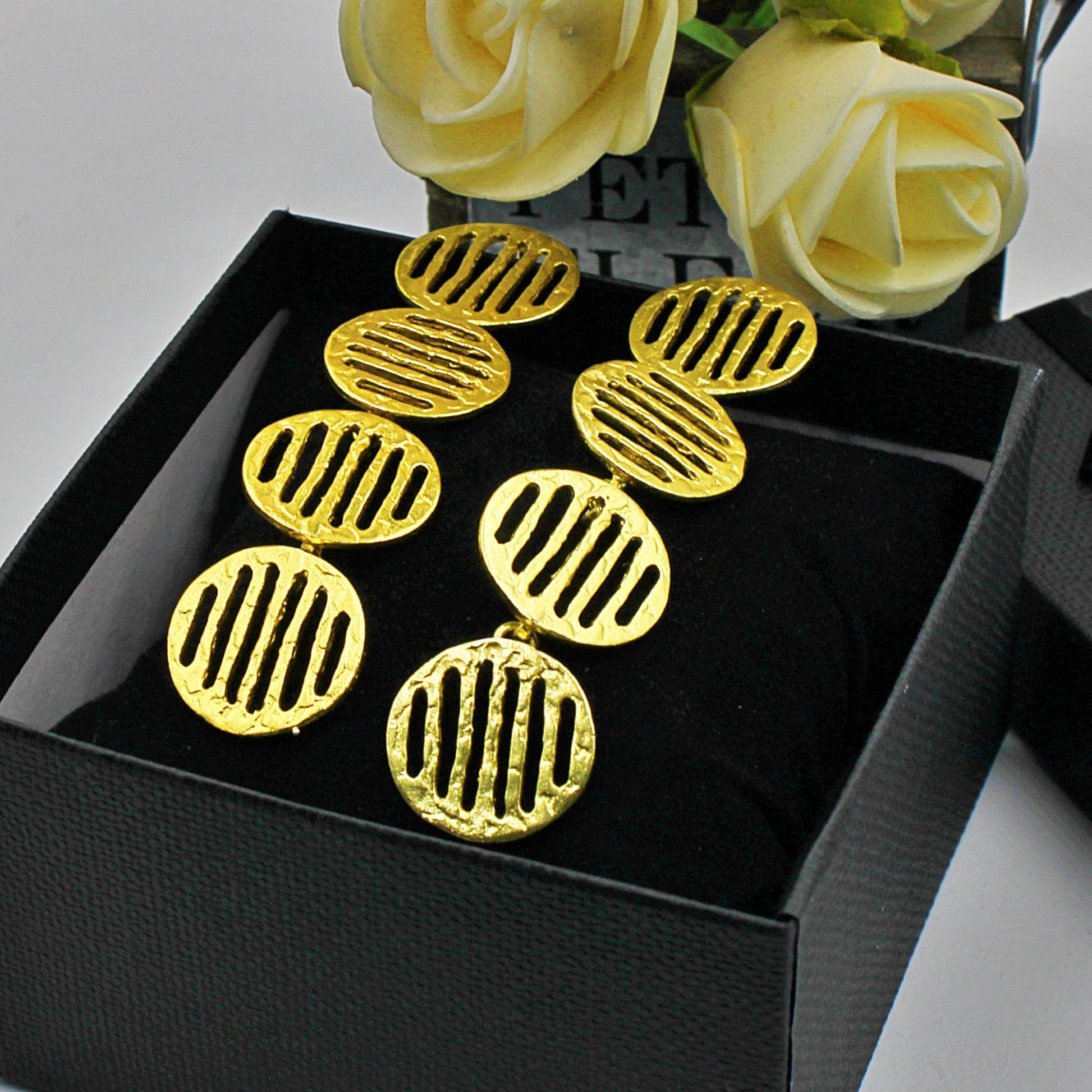 Pendientes COINS bañados en oro - Diseño con carácter-0