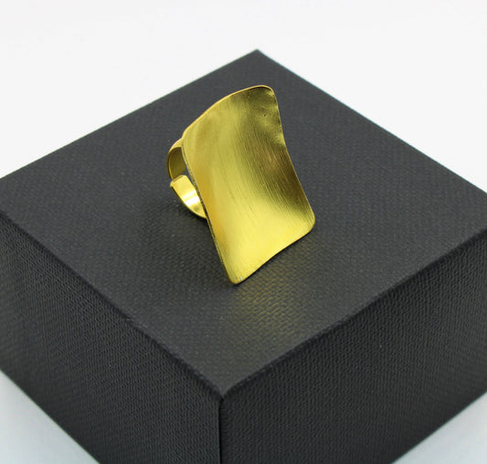 Anillo MONDRIAN bañado en oro - Diseño con carácter-0