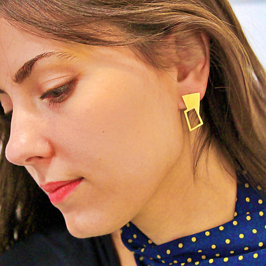 Pendientes ROHE de diseño bañados en oro-0