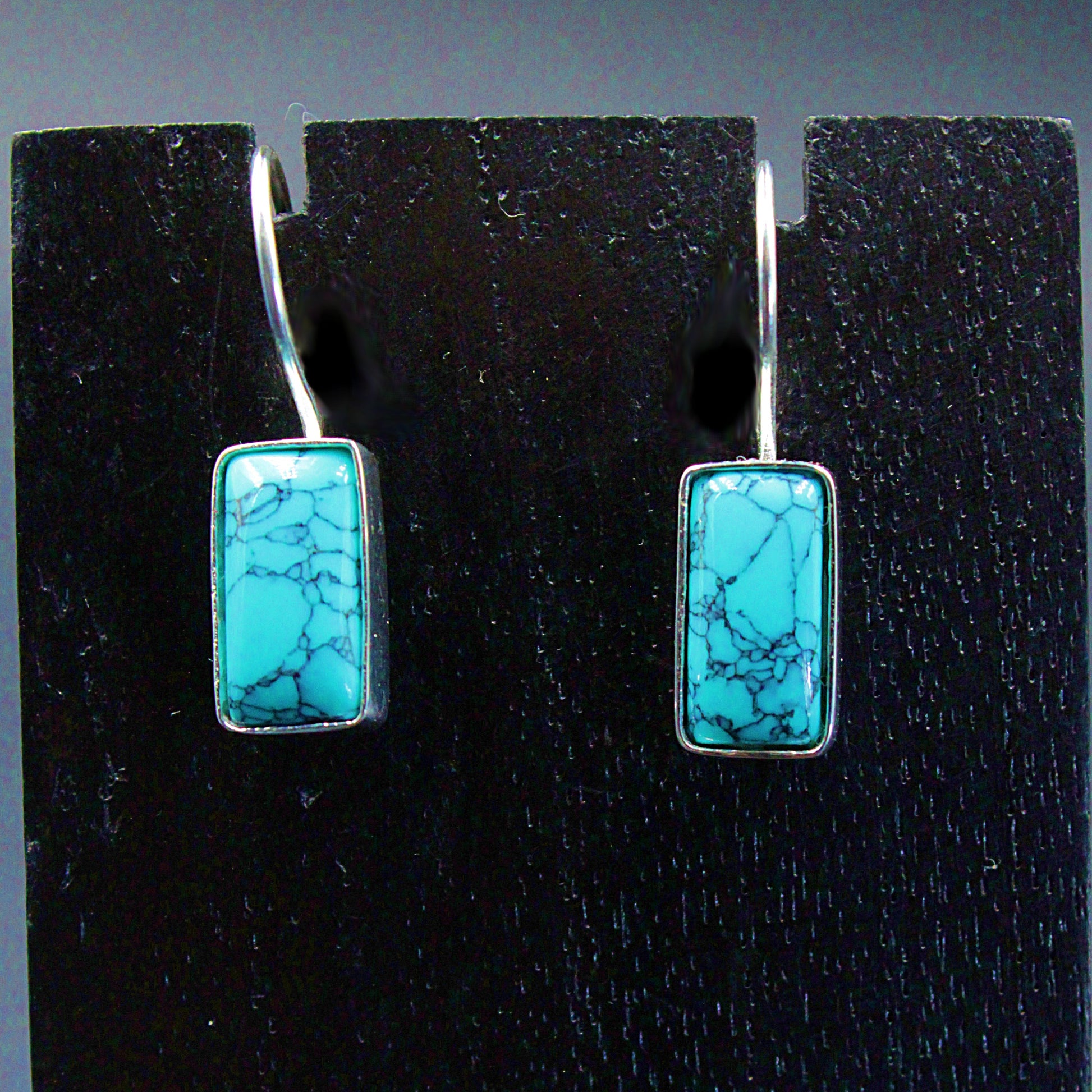 Pendientes TURQUOISE de diseño bañados en plata-3