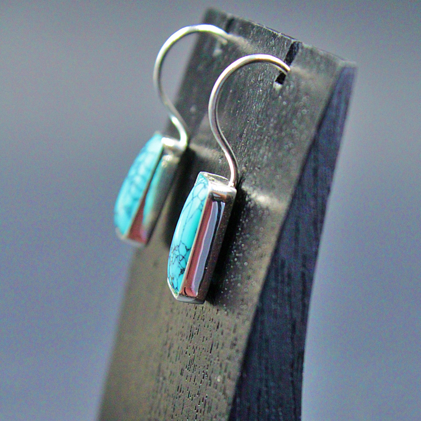Pendientes TURQUOISE de diseño bañados en plata-2