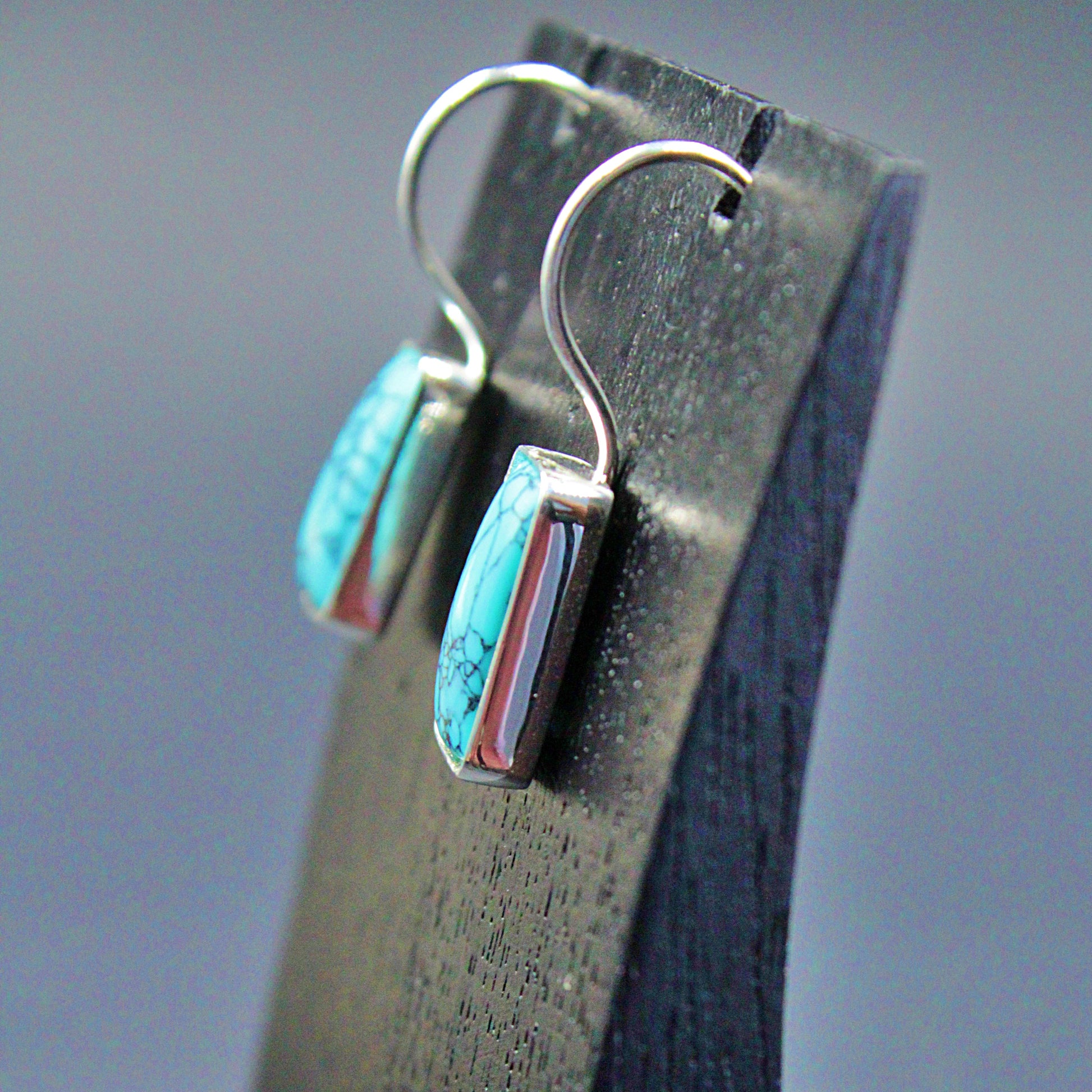 Pendientes TURQUOISE de diseño bañados en plata-2