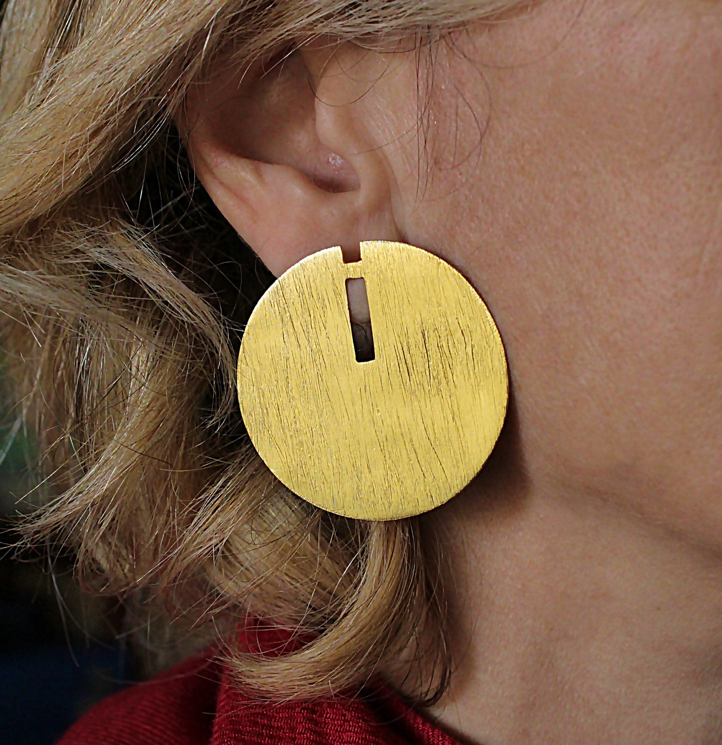 Pendientes DISK bañados en oro-0