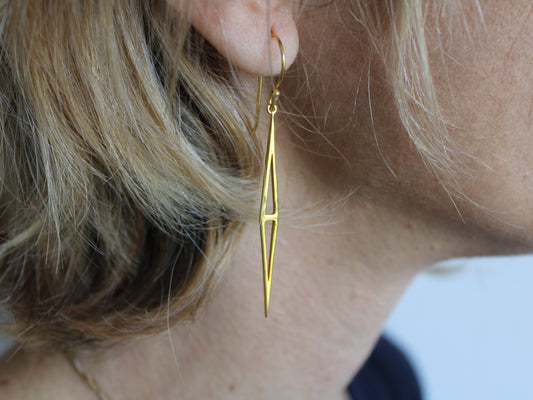 Pendientes NEEDLE bañados en oro-0