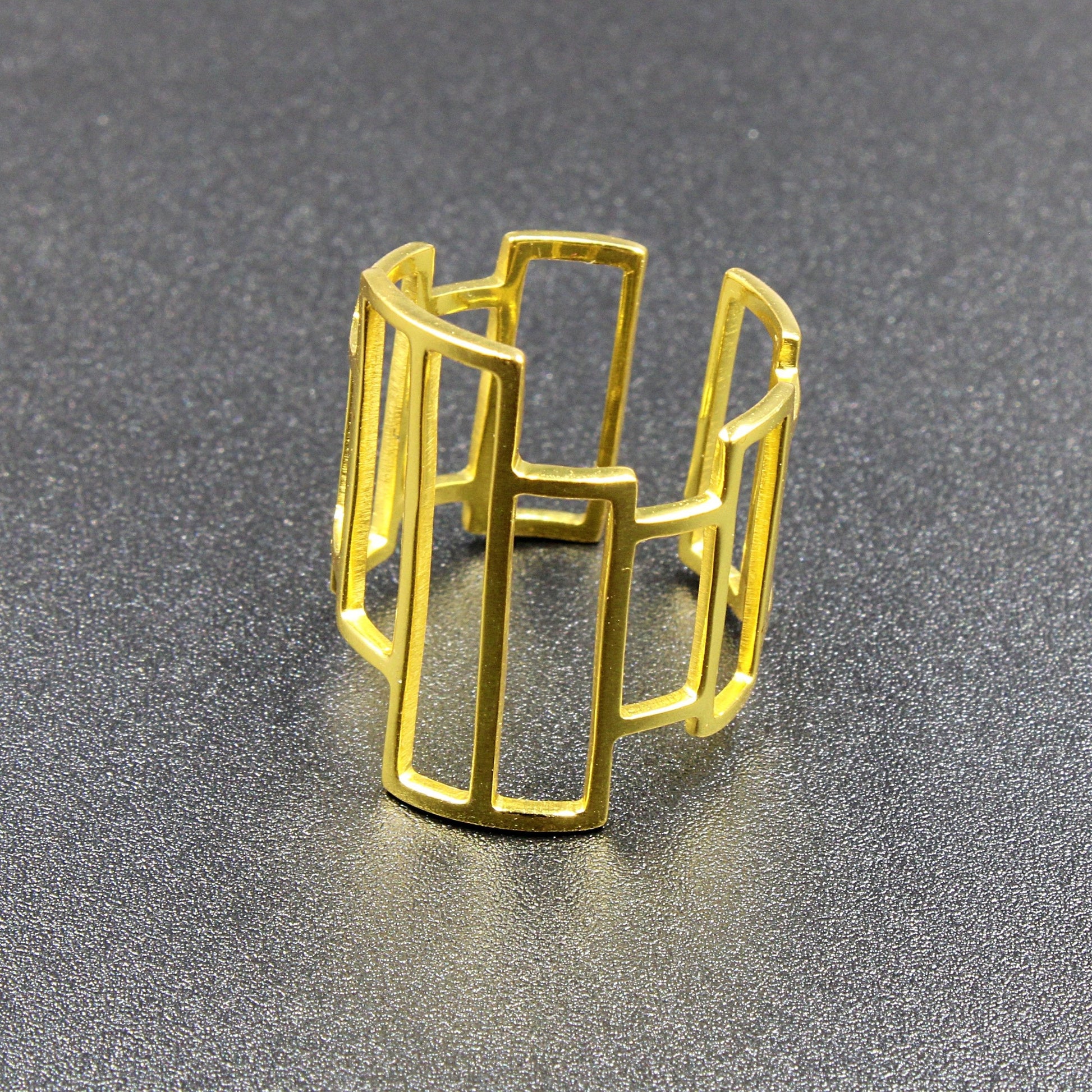 Anillo CHICAGO chapado en oro-0