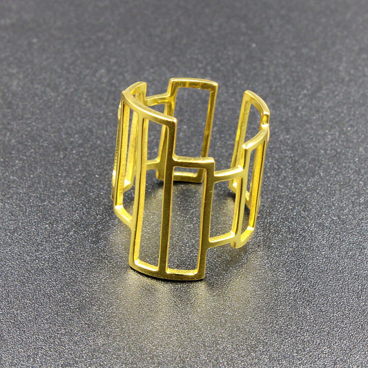 Anillo CHICAGO chapado en oro-0