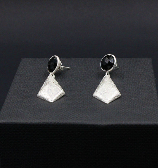 Pendientes vintage con piedra semipreciosa onix negro-0