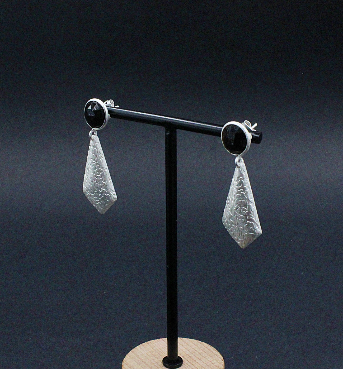 Pendientes vintage con piedra semipreciosa onix negro-3