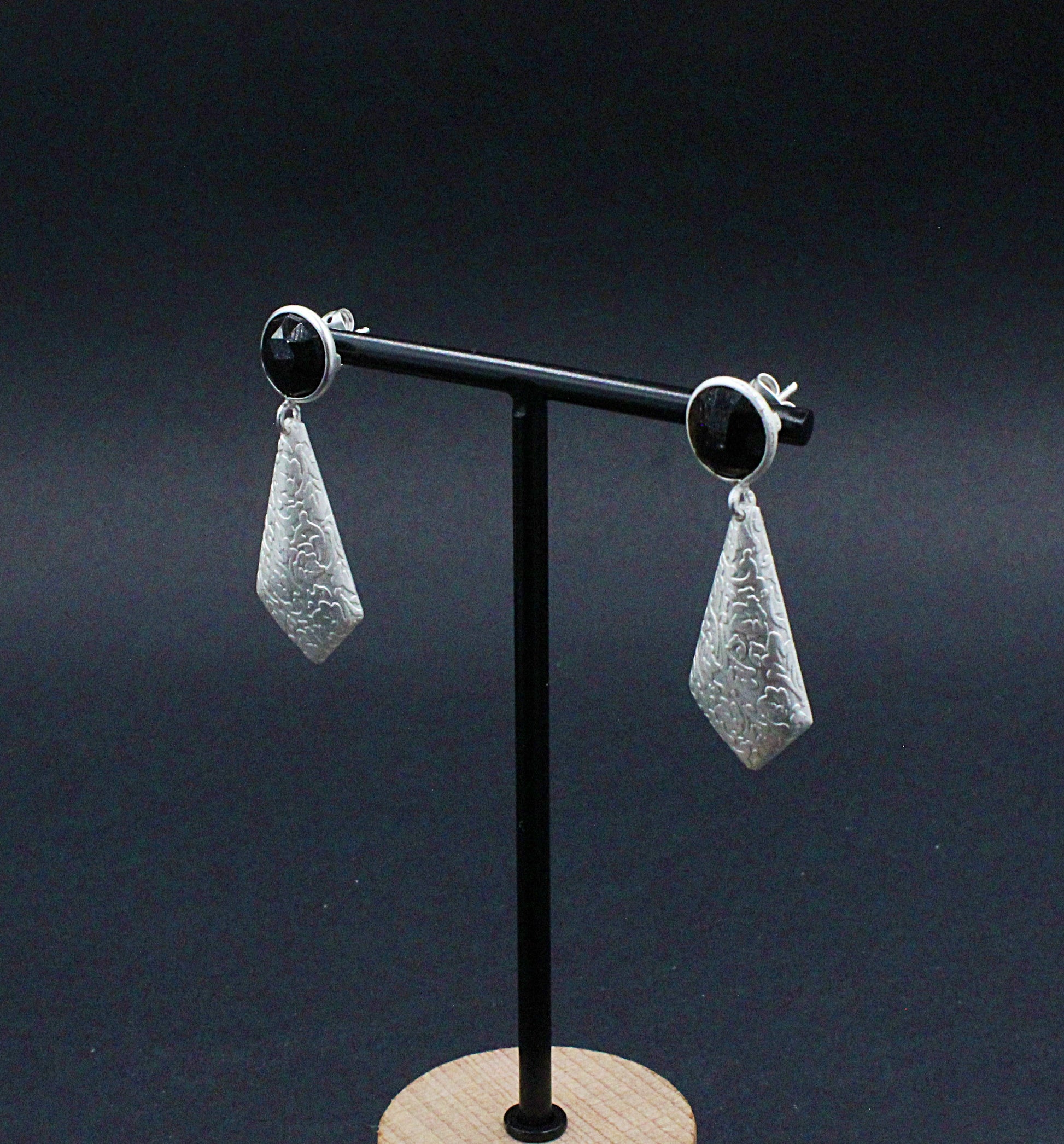 Pendientes vintage con piedra semipreciosa onix negro-3