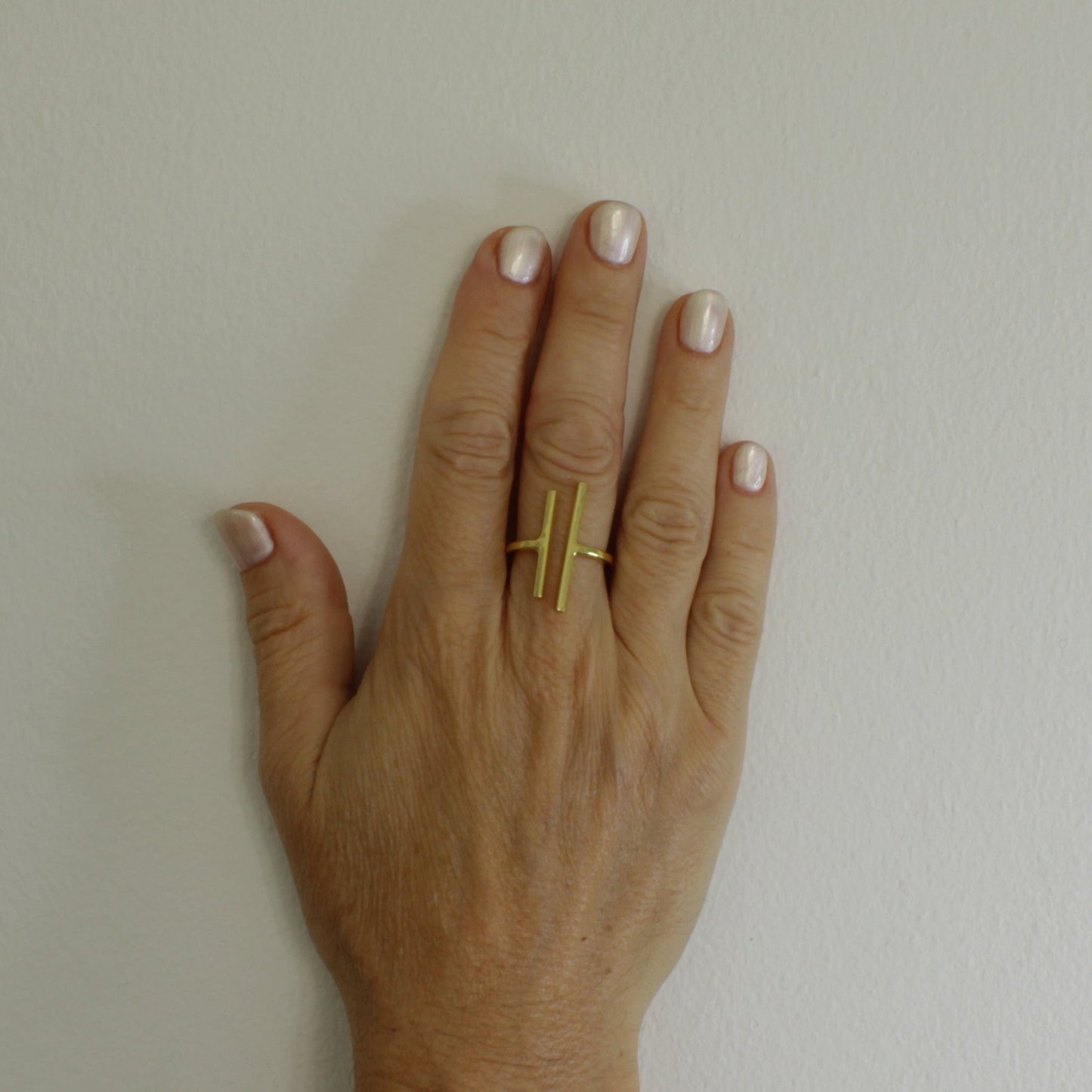 Anillo LINE ART bañado en oro-2